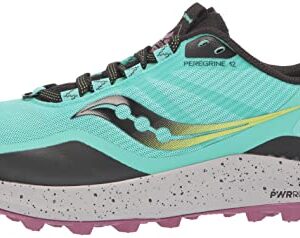 Saucony Women's Peregrine 12 Running Shoe, Cool Mint/Acid, 8