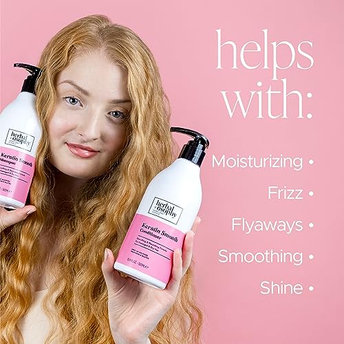 Herbalosophy Keratin Shampoo & Conditioner Set (Package May Vary), Smoothing, Nourishing & Moisturizing Formula for Damaged and Dry Hair, Extra Strength Hydrate & Repair for Color Treated Hair, Anti Frizz, Free of Sulfate, Parabens and Gluten, 2 x 16.9 Fl