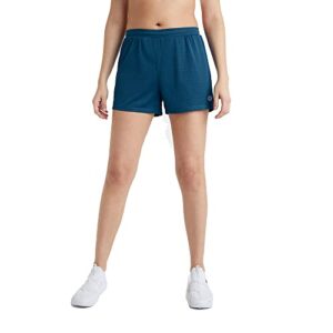 champion women's pull, loose, athletic mesh shorts, 4", fresh teal, x-large