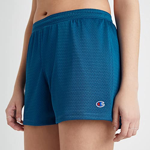 Champion Women's Pull, Loose, Athletic Mesh Shorts, 4", Fresh Teal, X-Large