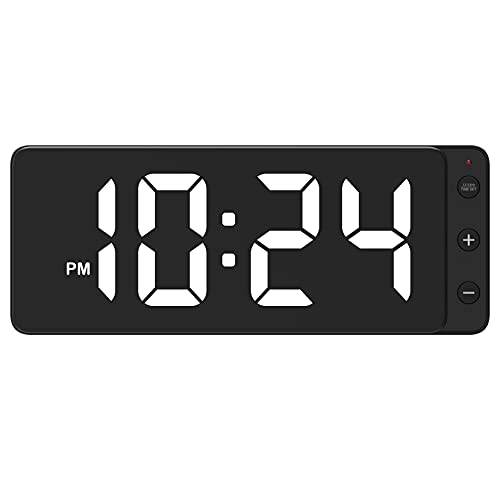 LED Digital Wall Clock with Large Display, Big Digits, Auto-Dimming, 12/24Hr Format, Battery Backup, Silent Wall Clock for Farmhouse, Kitchen, Living Room, Bedroom, Classroom, Office – White