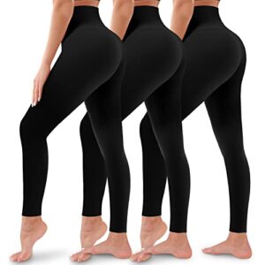 blueenjoy 3 pack leggings for women-butt lift high waisted tummy control yoga pants-workout running leggings