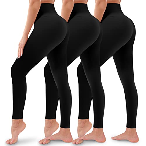 BLUEENJOY 3 Pack Leggings for Women-Butt Lift High Waisted Tummy Control Yoga Pants-Workout Running Leggings