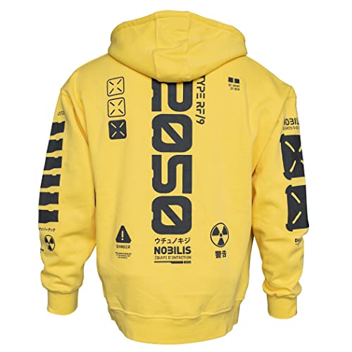 Fabric of the Universe Techwear Graphic Cyberpunk Streetwear Fashion Hoodie (Yellow Y-2050, Medium, m)