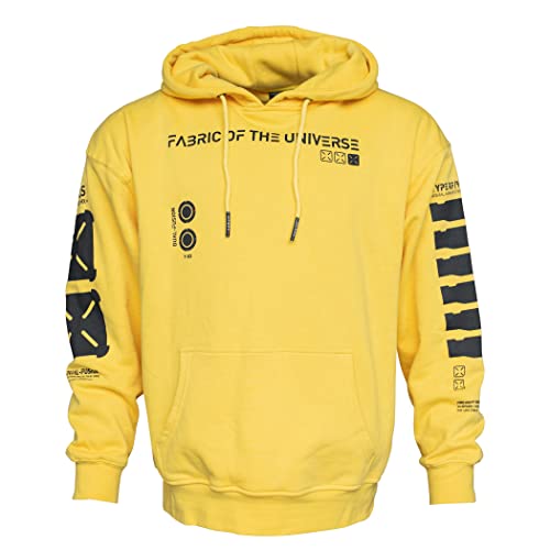 Fabric of the Universe Techwear Graphic Cyberpunk Streetwear Fashion Hoodie (Yellow Y-2050, Medium, m)