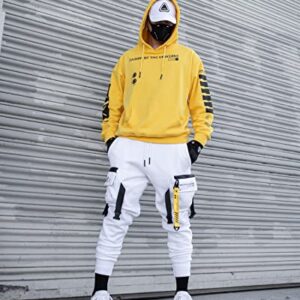 Fabric of the Universe Techwear Graphic Cyberpunk Streetwear Fashion Hoodie (Yellow Y-2050, Medium, m)