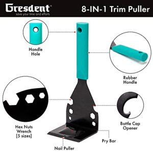 Gresdent Trim Puller Heavy Duty Pry Bar Home Trim Tile Removal Tool Remodeling Wood Floor Baseboard Molding Nail Pulling and Hex Wrench Tool (Green)