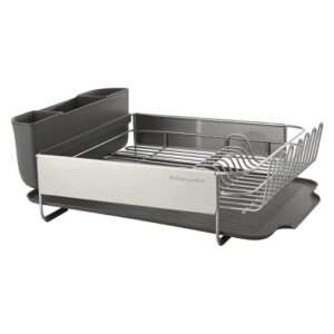kitchenaid full size stainless steel dish-drying rack, 20.47-inch, gray