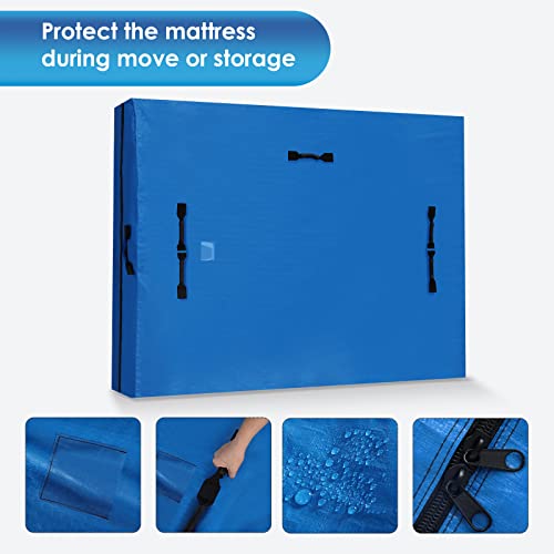 Mattress Bag for Moving and Storage with 11 Handles, King Size, Reusable Extra Thick Mattress Protector with Zipper Closure, Heavy Duty Waterproof Transport Cover