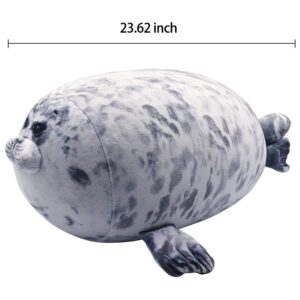 PINEAPPLE Chubby Blob Seal Plush Pillow, Cute Stuffed Animal Seal Plushie Toy, Cotton Plushy Ocean Gray Large (23.6 inch)