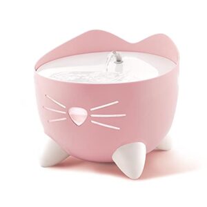 catit pixi drinking fountain – cat water fountain with triple filter and ergonomic drinking options, pink