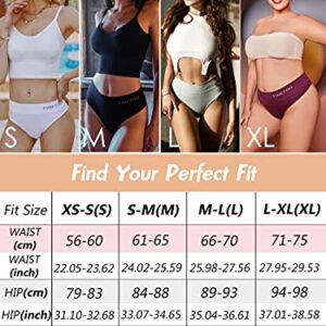 FINETOO 6 Pack High Waisted Thongs for Women, Nylon Spandex Panties Breathable Soft Stretchy Underwear High Rise S-XL (L)