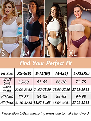 FINETOO 6 Pack High Waisted Thongs for Women, Nylon Spandex Panties Breathable Soft Stretchy Underwear High Rise S-XL (L)