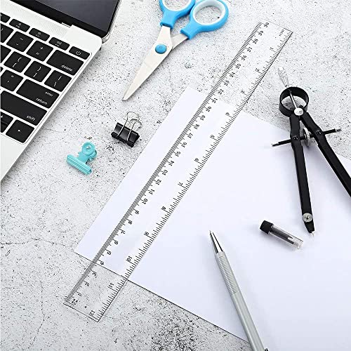 Hegebeck 2 Pack Clear Plastic Ruler 8 Inch Acrylicc Straight Ruler Flexible Ruler with Inches and Metric Measuring Tool for School Learning Drawing