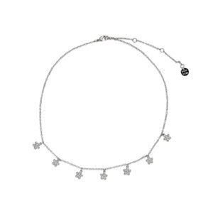 pura vida 14" silver bitty daisies choker necklace - adjustable length, brass base - brand charm, 3" extender