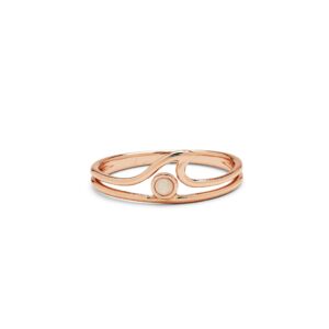 pura vida rose gold-plated opal wave ring w/white stone - brass base, stylish design - size 7