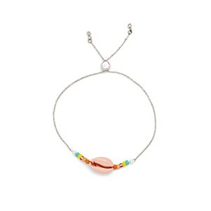 pura vida silver-plated candy pink cowrie bracelet - adjustable band, coated brand charm - winterfresh