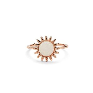 pura vida rose gold-plated sunshine ring w/moonstone - brass base, stylish design - size 8