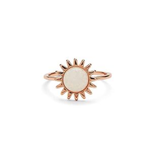 Pura Vida Rose Gold-Plated Sunshine Ring w/Moonstone - Brass Base, Stylish Design - Size 8