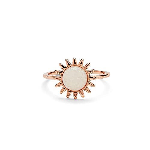 Pura Vida Rose Gold-Plated Sunshine Ring w/Moonstone - Brass Base, Stylish Design - Size 8