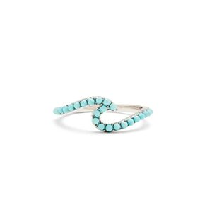 pura vida silver-plated neon wave bead stackable ring - brass base, stylish design - size 8