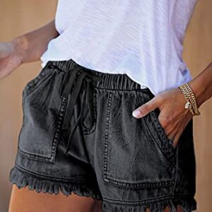 GOLDPKF Workout Shorts for Women Sexy Comfortable Shorts for Women Womens Drawstring Long Shorts with Pockets Black X-Large