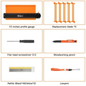 JOREST Contour Gauge Profile Tool 10 Inch With Lock, Gift For Father Men Carpenter Grandpa, Outline Duplicator For Irregular Shape, Template Tool For Woodworking/DIY/Tile Laying/Flooring/Carpet