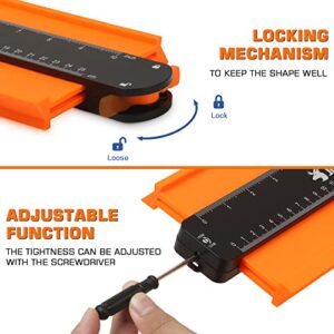 JOREST Contour Gauge Profile Tool 10 Inch With Lock, Gift For Father Men Carpenter Grandpa, Outline Duplicator For Irregular Shape, Template Tool For Woodworking/DIY/Tile Laying/Flooring/Carpet