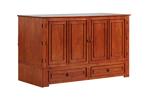 Mega Solutions Emurphybed Paradiseo Murphy Cabinet Chest Bed with Charging Station 8 Inch, Queen (Cherry)