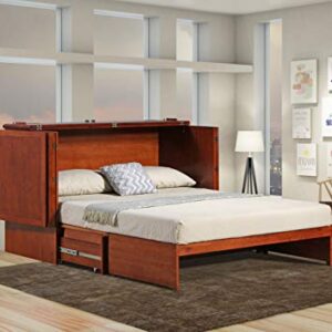 Mega Solutions Emurphybed Paradiseo Murphy Cabinet Chest Bed with Charging Station 8 Inch, Queen (Cherry)