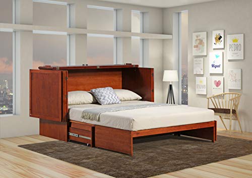 Mega Solutions Emurphybed Paradiseo Murphy Cabinet Chest Bed with Charging Station 8 Inch, Queen (Cherry)