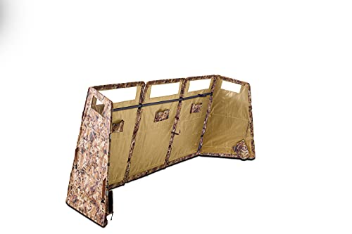 Rig'Em Right Waterfowl Panel Blind with Unique Crossbar Stabalizer, Removable Weight Bags, See Through Mesh Windows, Stubble Straps, Steel Frame and More (Gore Optifade Marsh)