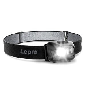 lepro led headlamp flashlights, 1500lux head lamp with 6 lighting modes and red light, ipx4 waterproof headlamp for camping hiking backpacking fishing, adjustable headband suit for adults kids