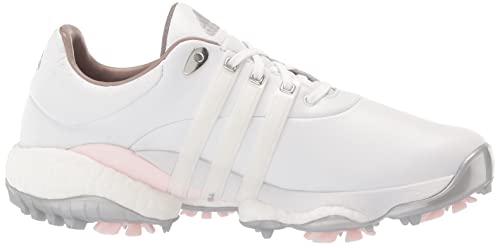 adidas Women's TOUR360 22 Golf Shoes, Footwear White/Footwear White/Almost Pink, 6.5