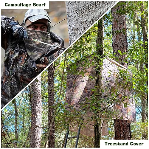 FLYEGO Camo Netting Camouflage Netting Camo Mesh Fabric See Through Camo Mesh Camo Blind Material for Duck Hunting, Tree Stand Blind, Sunshade, Decoration, Shooting (3.3ftx5ft, Bionic Leaves)