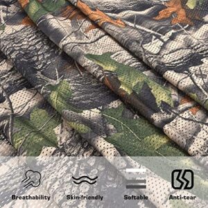 FLYEGO Camo Netting Camouflage Netting Camo Mesh Fabric See Through Camo Mesh Camo Blind Material for Duck Hunting, Tree Stand Blind, Sunshade, Decoration, Shooting (3.3ftx5ft, Bionic Leaves)