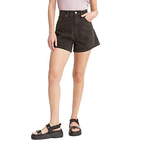 Levi's Women's Plus-Size High Waisted Mom Jean Shorts, Wonderful - Black, 36