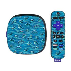 mighty skins mightyskins skin compatible with roku ultra hdr 4k streaming media player (2020) - dolphin gang | protective, durable, and unique vinyl decal wrap cover | easy to apply | made in the usa