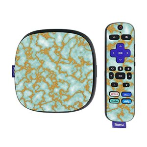 mightyskins skin compatible with roku ultra hdr 4k streaming media player (2020) - golden jade | protective, durable, and unique vinyl decal wrap cover | easy to apply | made in the usa