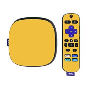 mightyskins skin compatible with roku ultra hdr 4k streaming media player (2020) - solid marigold | protective, durable, and unique vinyl decal wrap cover | easy to apply | made in the usa