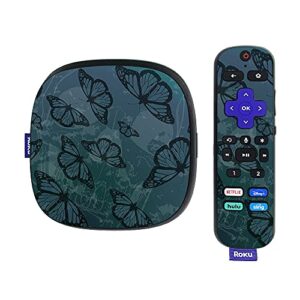 mightyskins skin compatible with roku ultra hdr 4k streaming media player (2020) - dark butterfly | protective, durable, and unique vinyl decal wrap cover | easy to apply | made in the usa