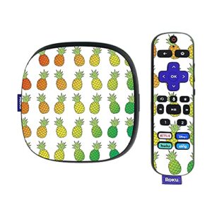 mightyskins skin compatible with roku ultra hdr 4k streaming media player (2020) - rainbow pineapples | protective, durable, and unique vinyl decal wrap cover | easy to apply | made in the usa