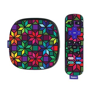 mightyskins skin compatible with roku ultra hdr 4k streaming media player (2020) - stained glass window | protective, durable, and unique vinyl decal wrap cover | easy to apply | made in the usa