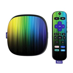 mightyskins skin compatible with roku ultra hdr 4k streaming media player (2020) - rainbow streaks | protective, durable, and unique vinyl decal wrap cover | easy to apply | made in the usa