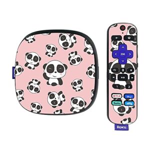 mightyskins skin compatible with roku ultra hdr 4k streaming media player (2020) - panda hello | protective, durable, and unique vinyl decal wrap cover | easy to apply | made in the usa