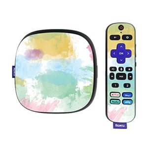 mightyskins skin compatible with roku ultra hdr 4k streaming media player (2020) - watercolor white | protective, durable, and unique vinyl decal wrap cover | easy to applys | made in the usa