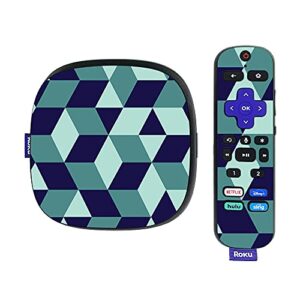 mightyskins skin compatible with roku ultra hdr 4k streaming media player (2020) - geo tile | protective, durable, and unique vinyl decal wrap cover | easy to apply and change styles | made in the usa