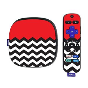 mightyskins skin compatible with roku ultra hdr 4k streaming media player (2020) - red chevron | protective, durable, and unique vinyl decal wrap cover | easy to apply | made in the usa