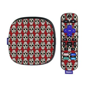 mightyskins skin compatible with roku ultra hdr 4k streaming media player (2020) - sugar skull | protective, durable, and unique vinyl decal wrap cover | easy to apply | made in the usa