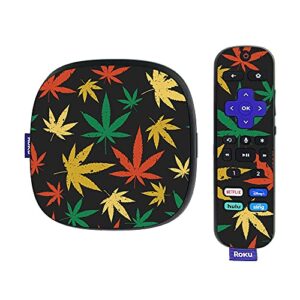 mightyskins skin compatible with roku ultra hdr 4k streaming media player (2020) - rastafari kush | protective, durable, and unique vinyl decal wrap cover | easy to apply | made in the usa